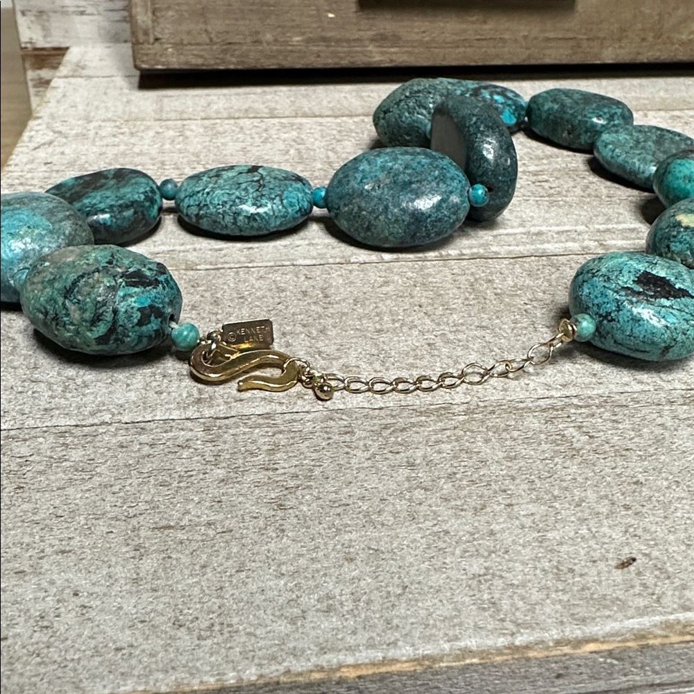 Kenneth Jay Lane euc vintage chunky turquoise crystal rock gemstone necklace - Picture 5 of 8